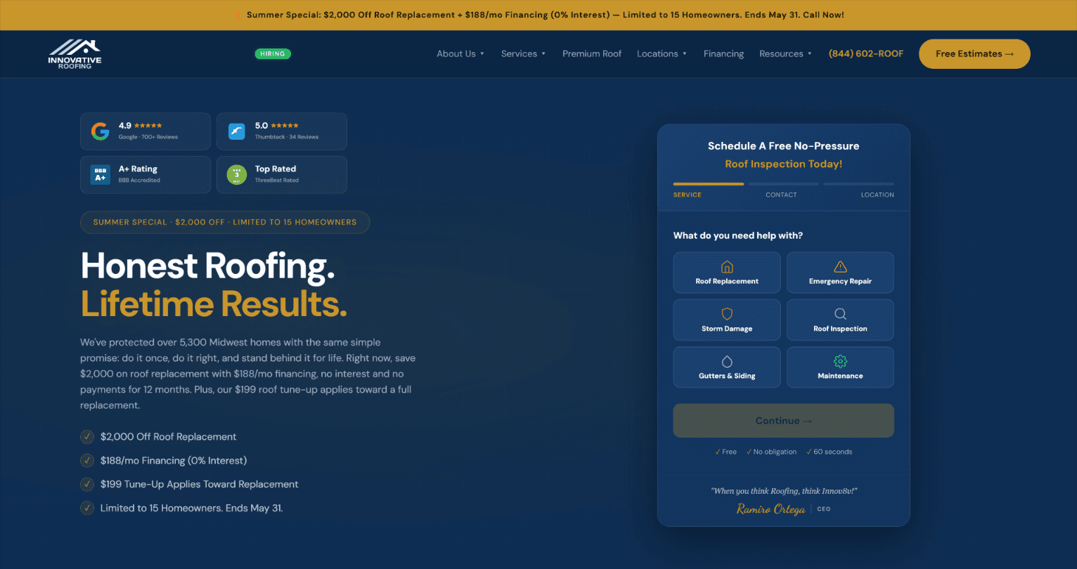 Innovative Roofing old website