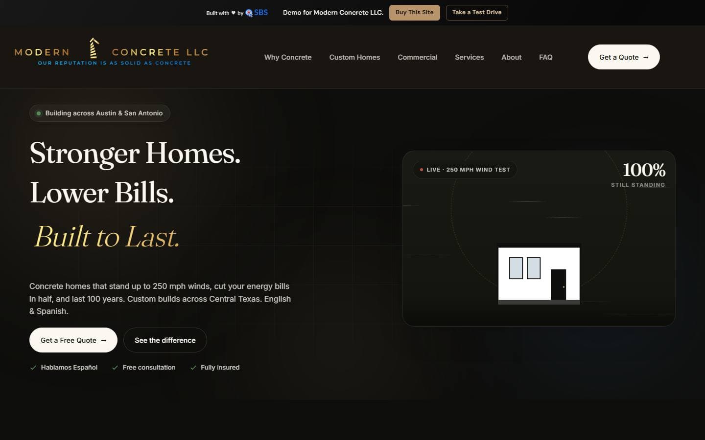 Modern Concrete new Claude AI website