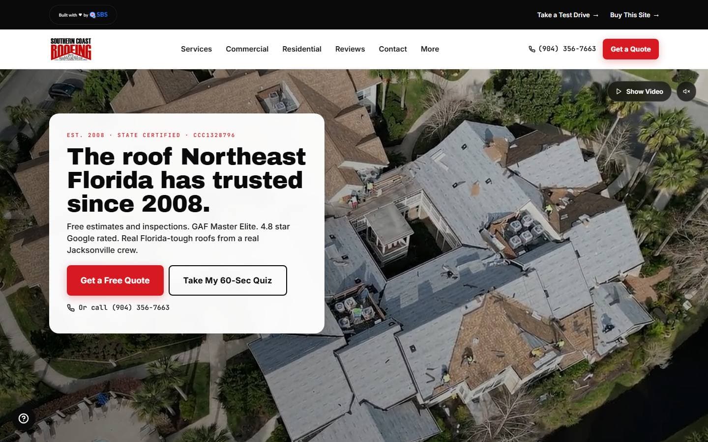 Southern Coast Roofing new Claude AI website