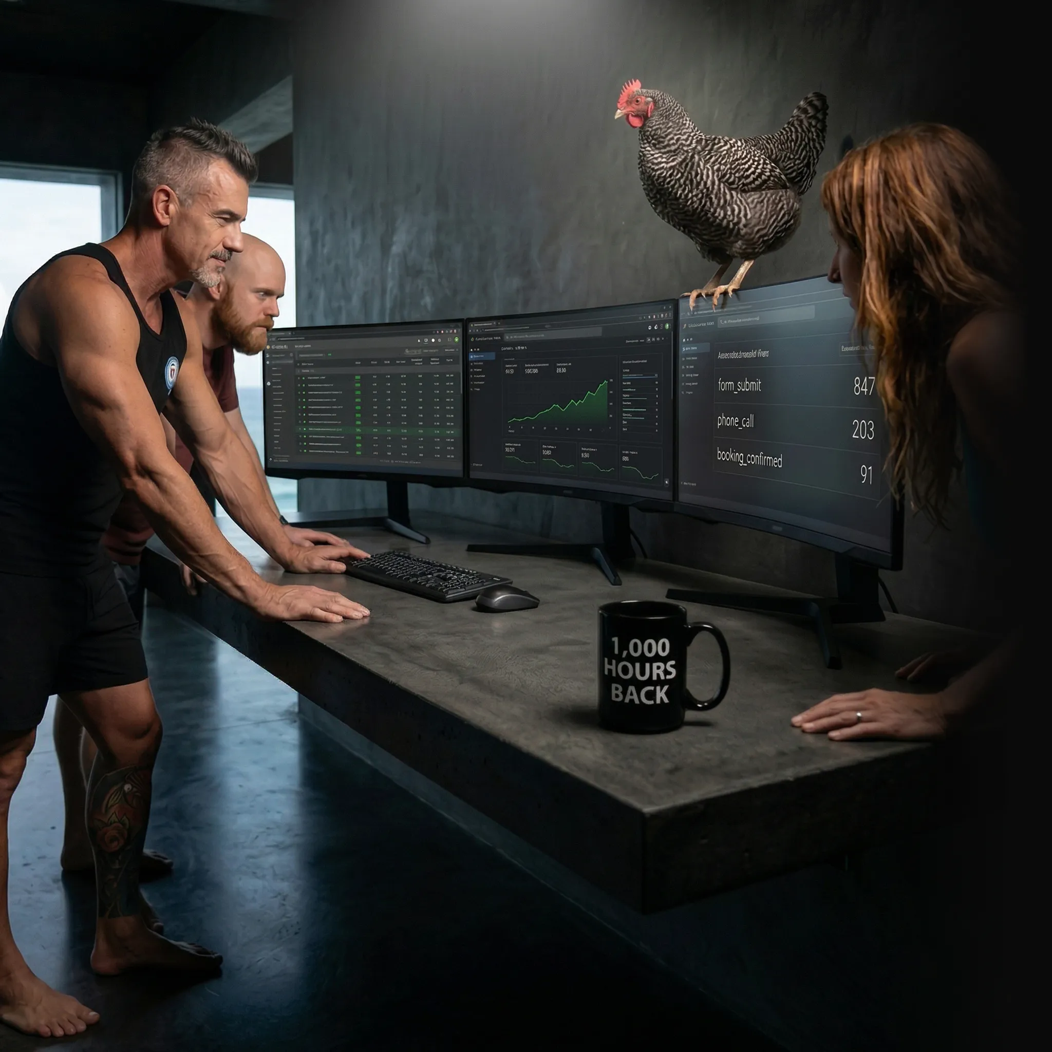 Pete reviewing automation workflows with a team member