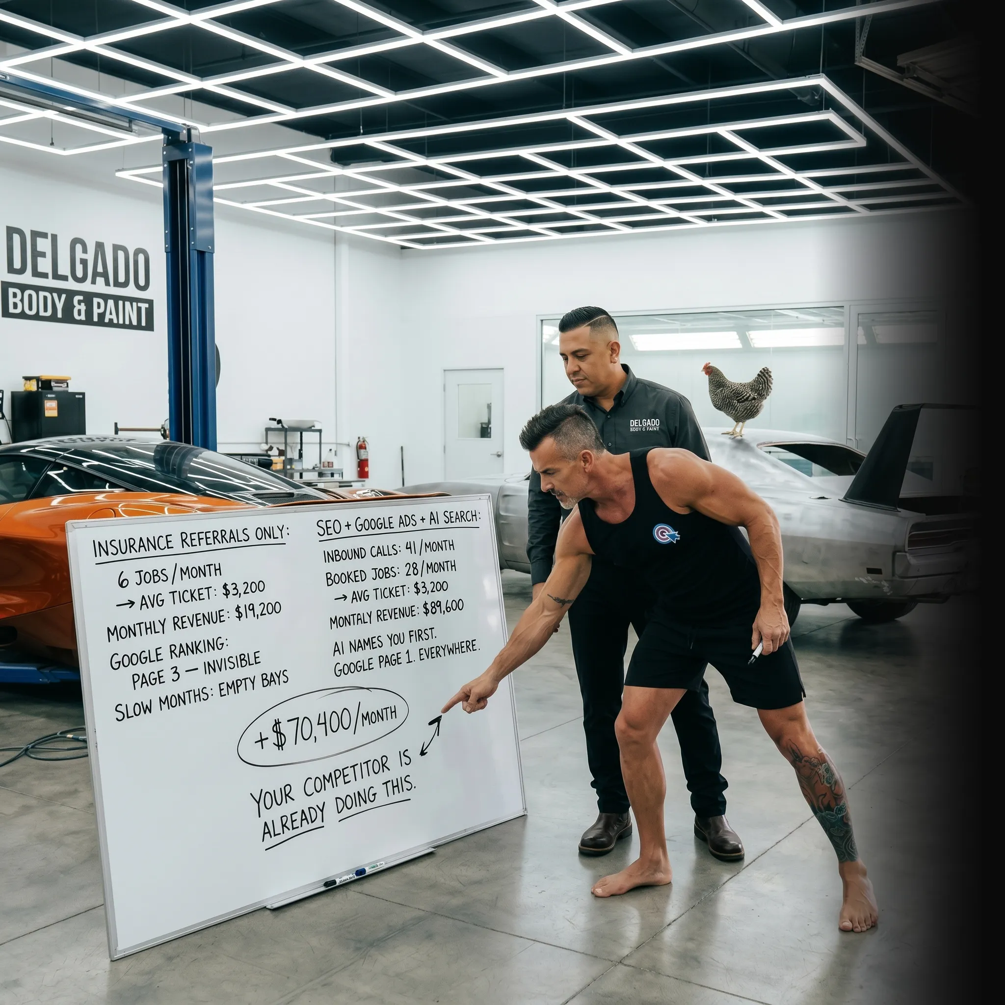 First Coast auto body partners walking the job — website that converts