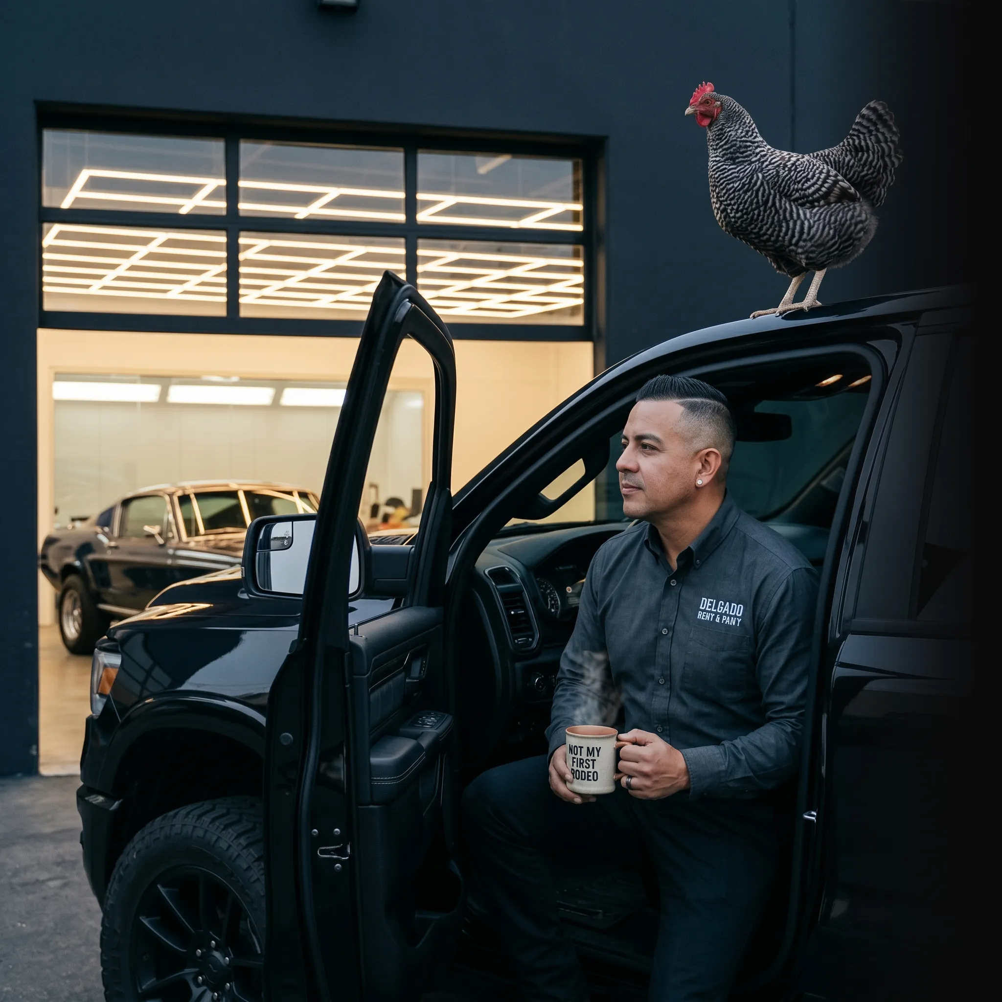 First Coast auto body owner with crew working on roof — auto body marketing services