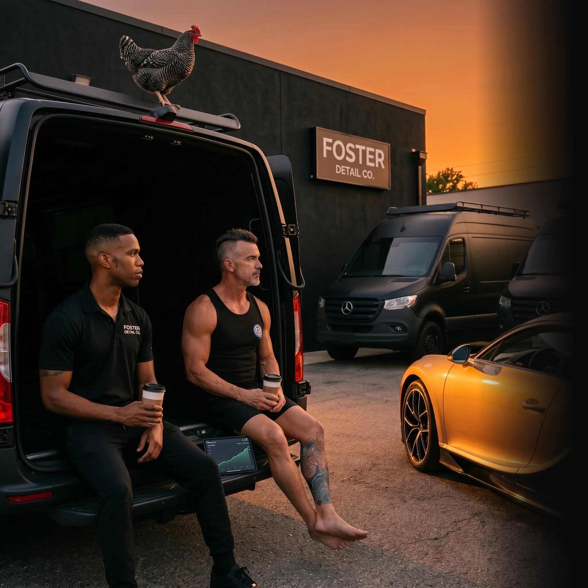 auto detailing partners on tailgate with revenue dashboard — one unified marketing system