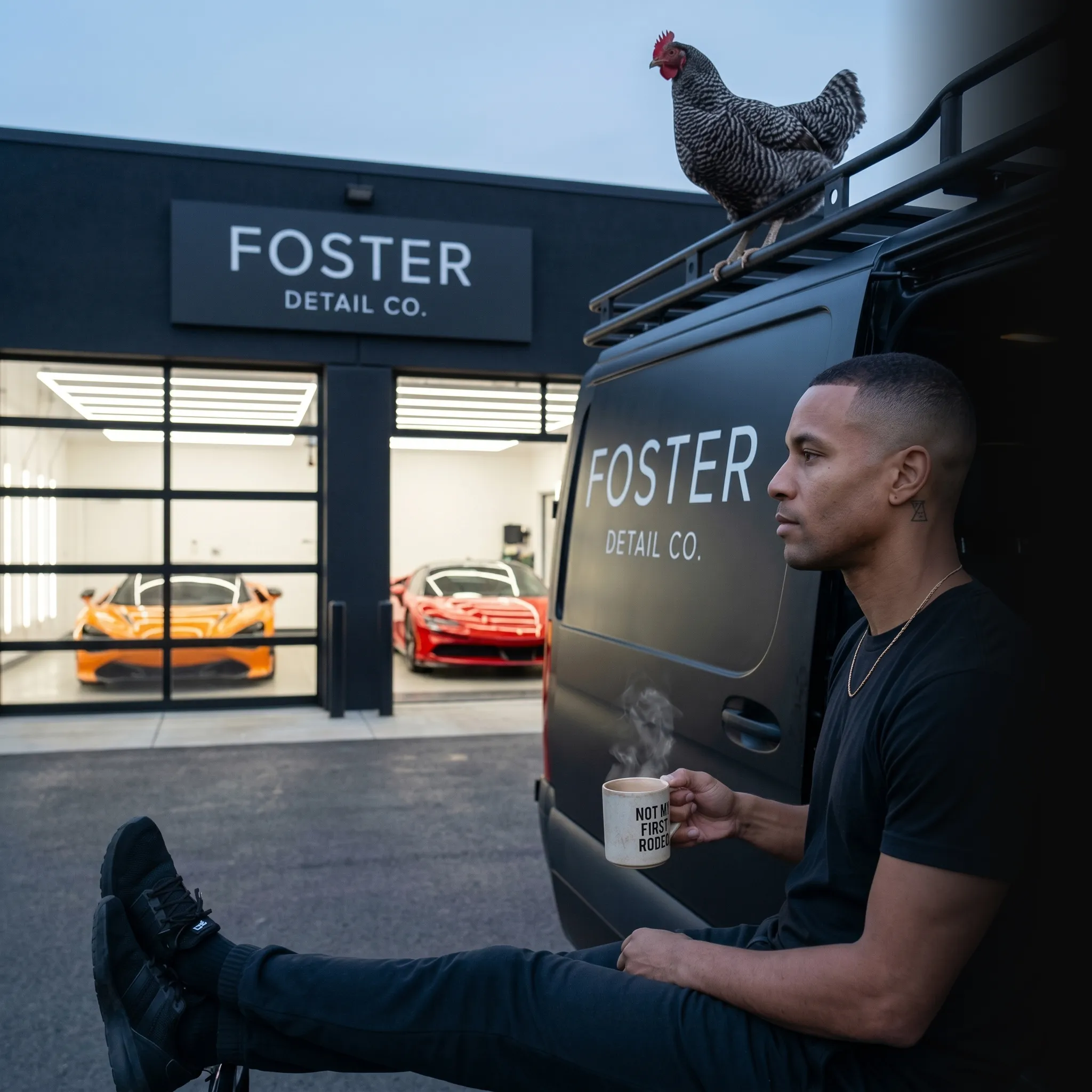 First Coast auto detailing owner with crew working on roof — auto detailing marketing services