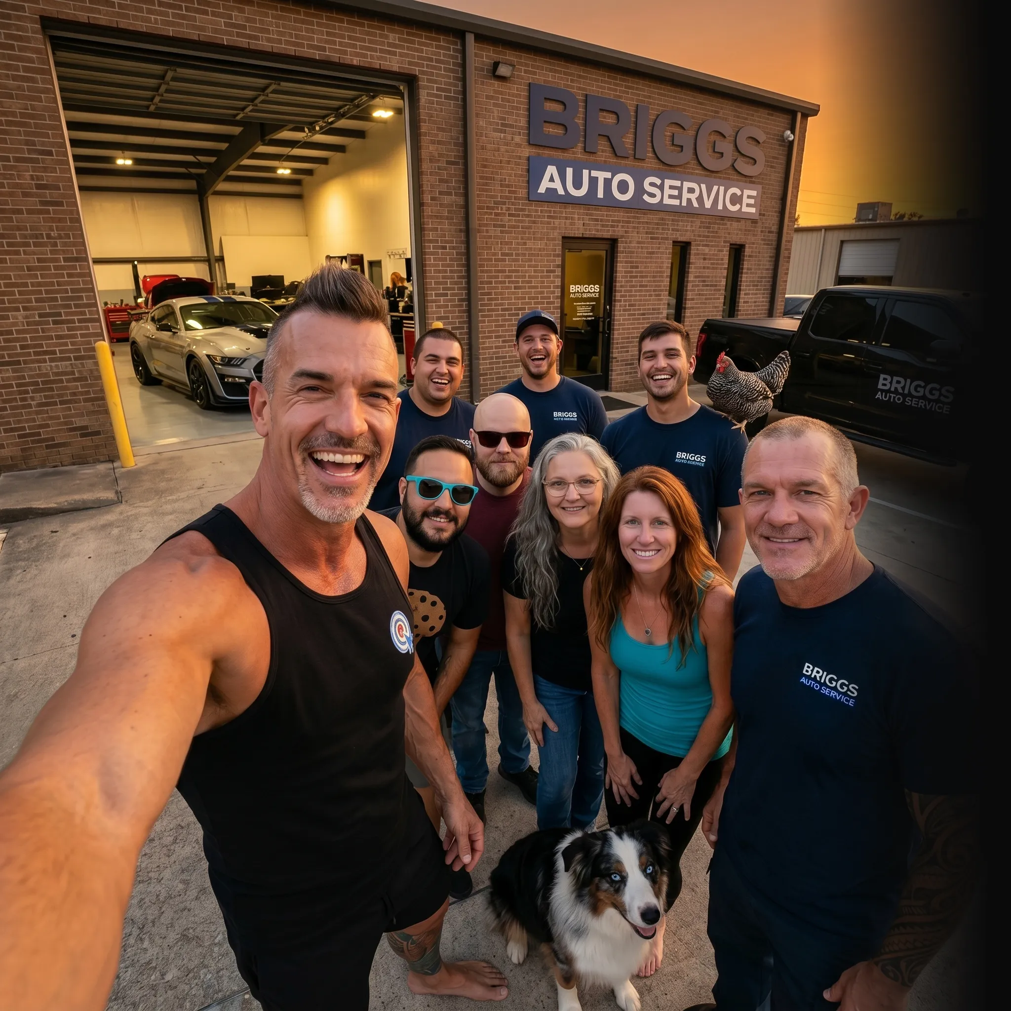 auto repair team reviewing campaign data on tablet — Google Ads for auto mechanics