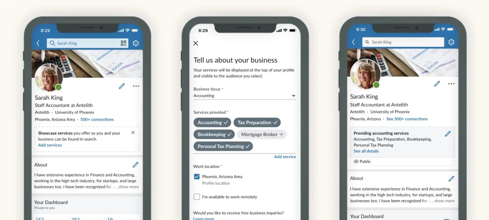 LinkedIn Allows Users to List Services in their Profile