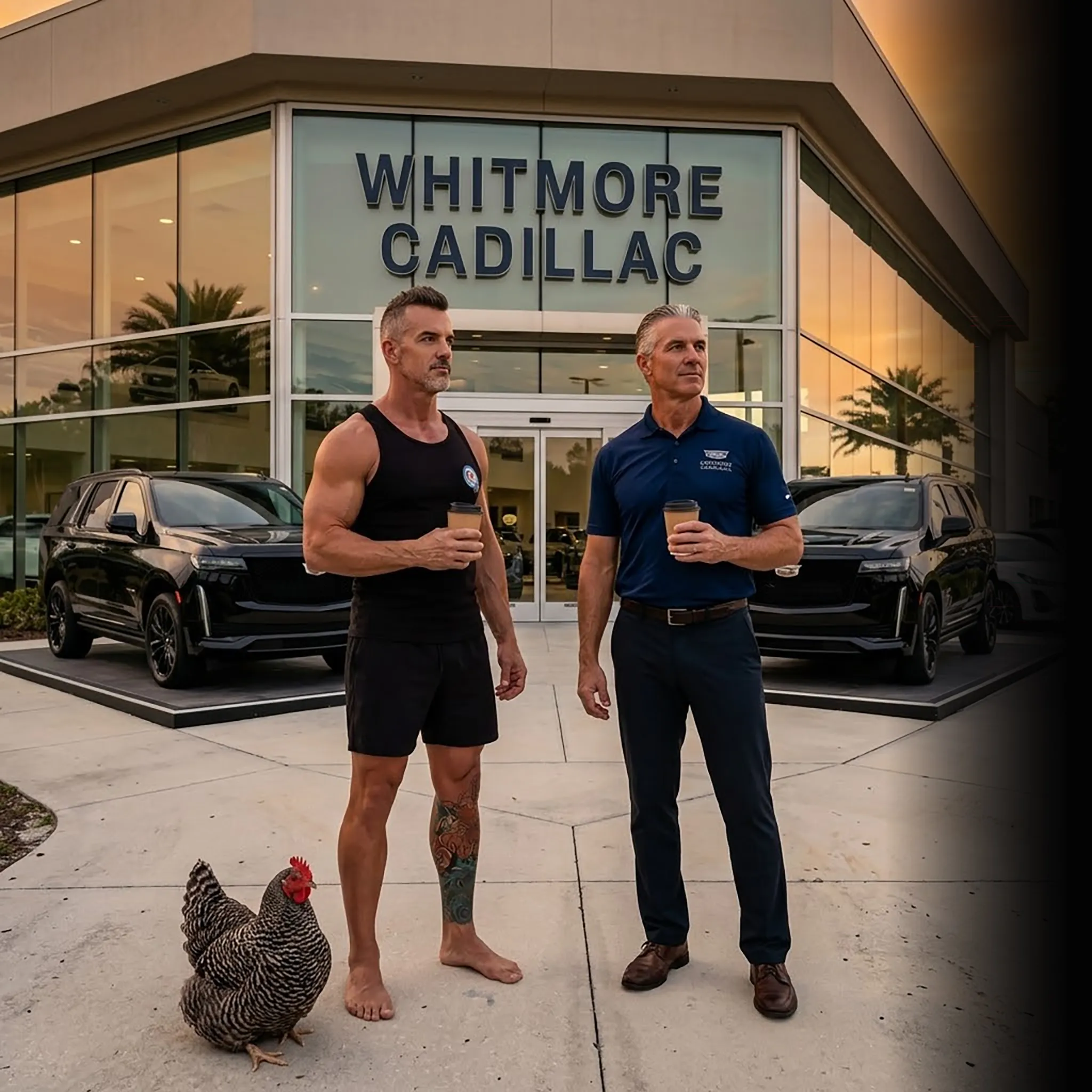 car dealership partners on tailgate with revenue dashboard — one unified marketing system