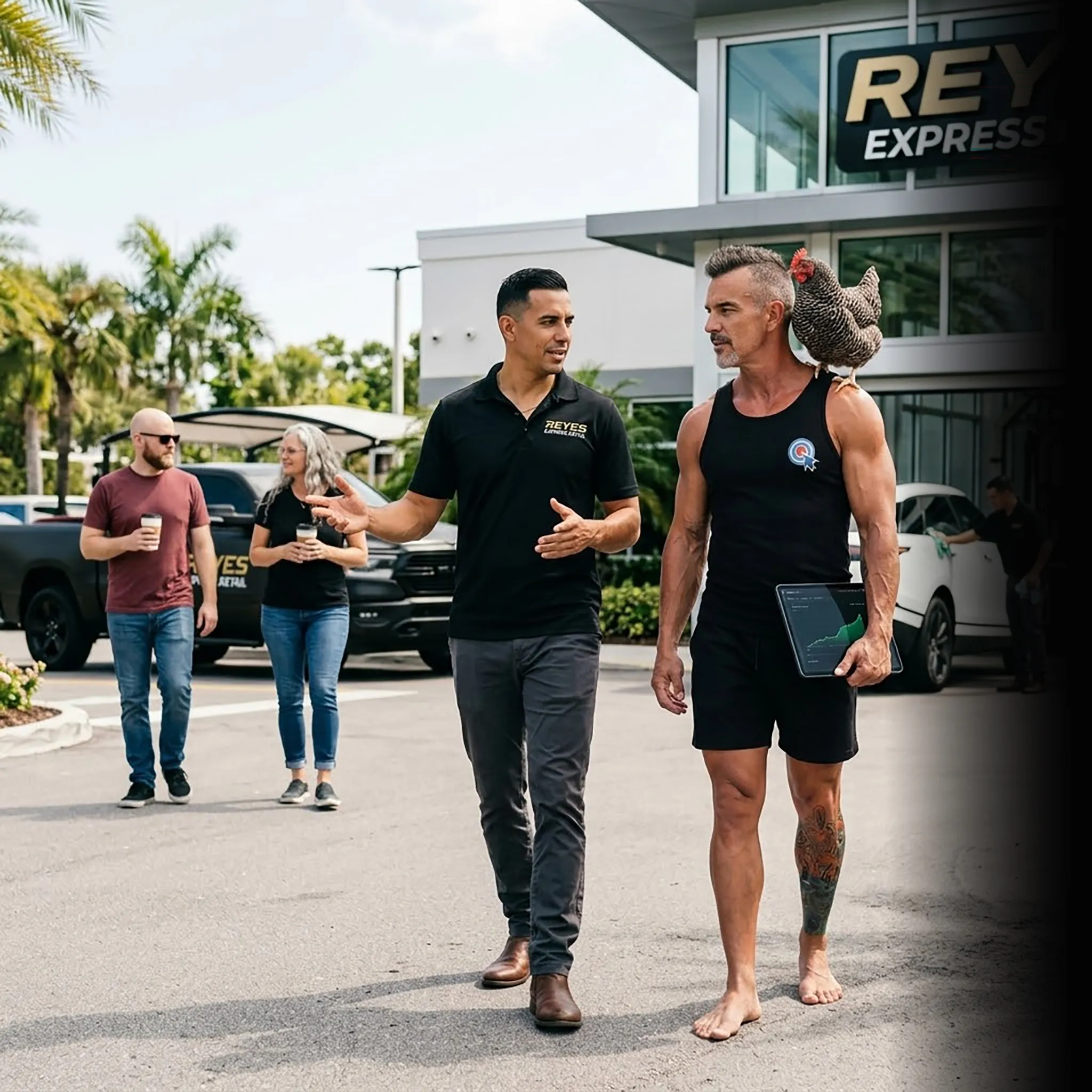 First Coast car wash owner on tailgate with analytics — SEO and AI search for car washes