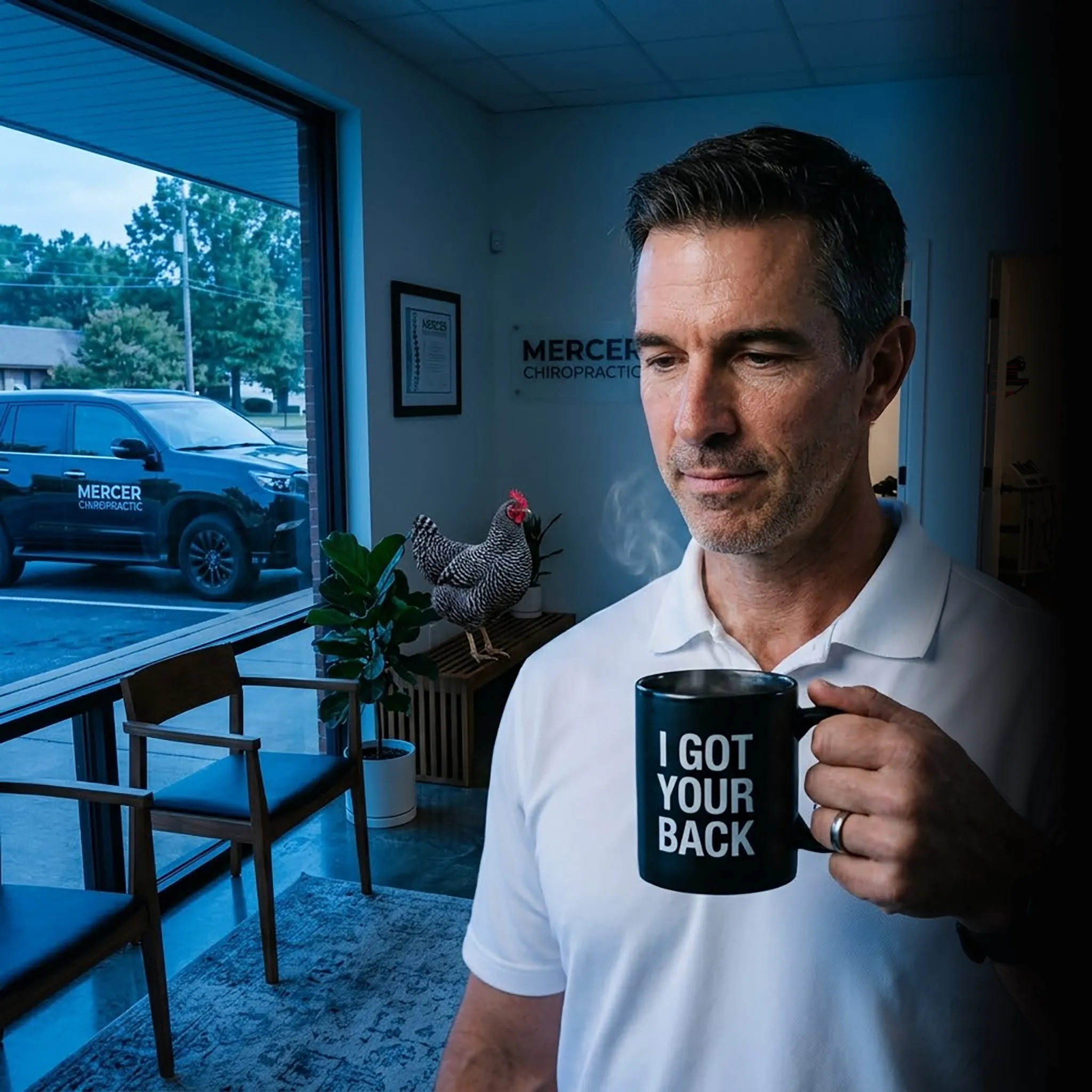 First Coast chiropractic owner with crew working on roof — chiropractic marketing services