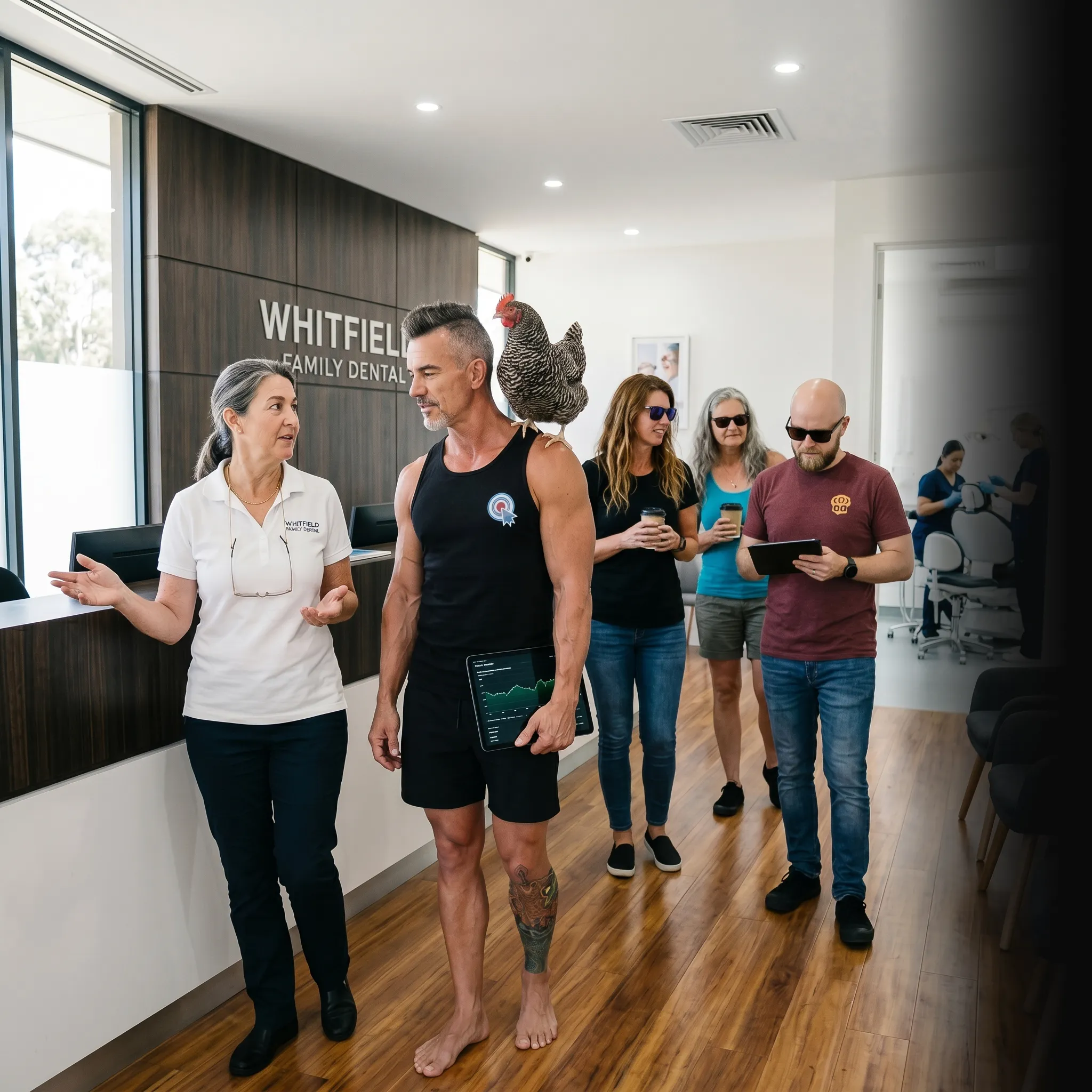 First Coast Dental owner on tailgate with analytics — SEO and AI search for dentists