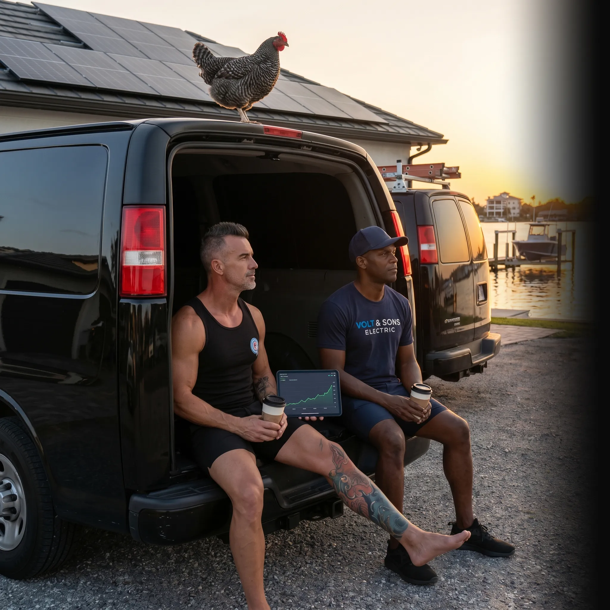 electrical partners on tailgate with revenue dashboard — one unified marketing system