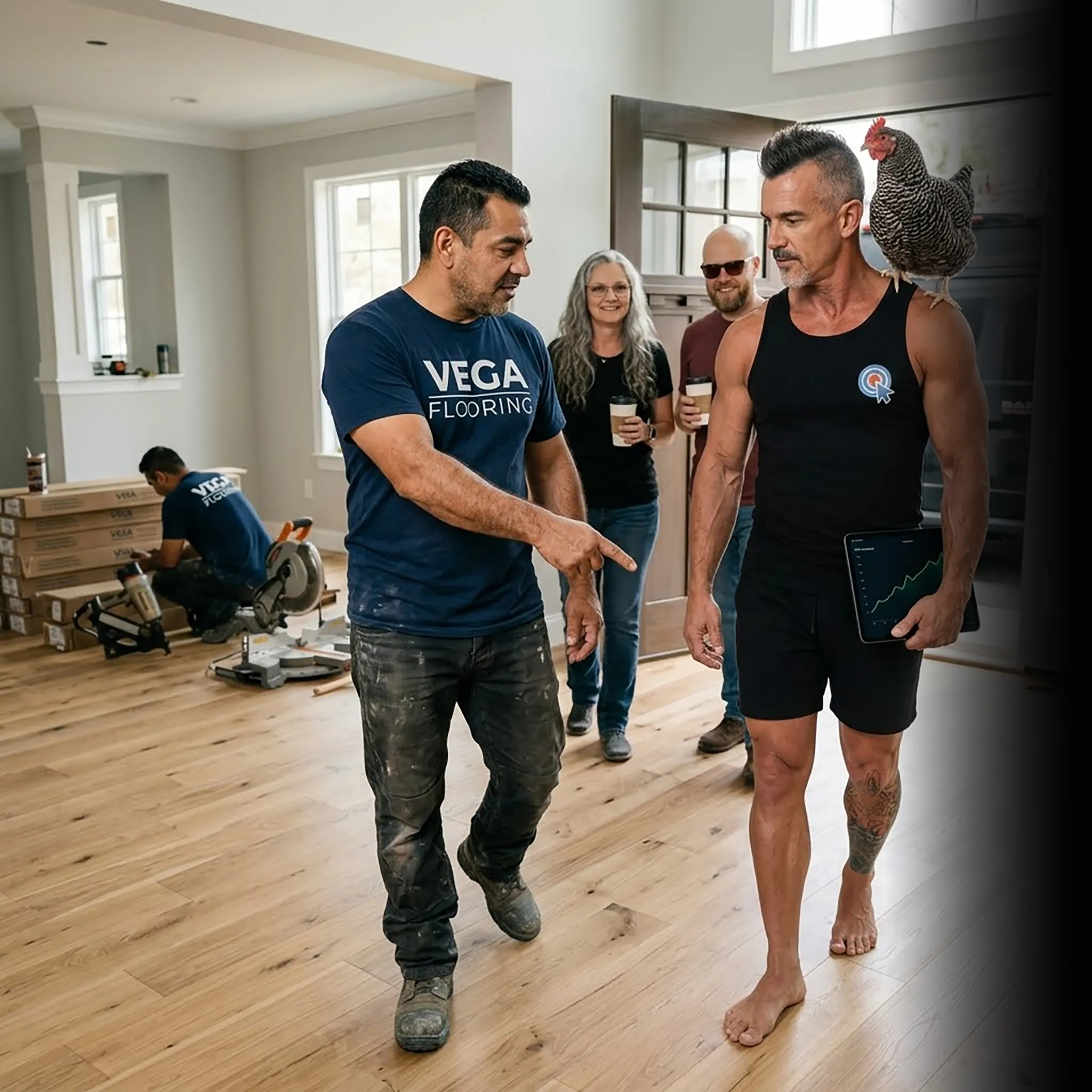 First Coast flooring owner on tailgate with analytics — SEO and AI search for flooring companies