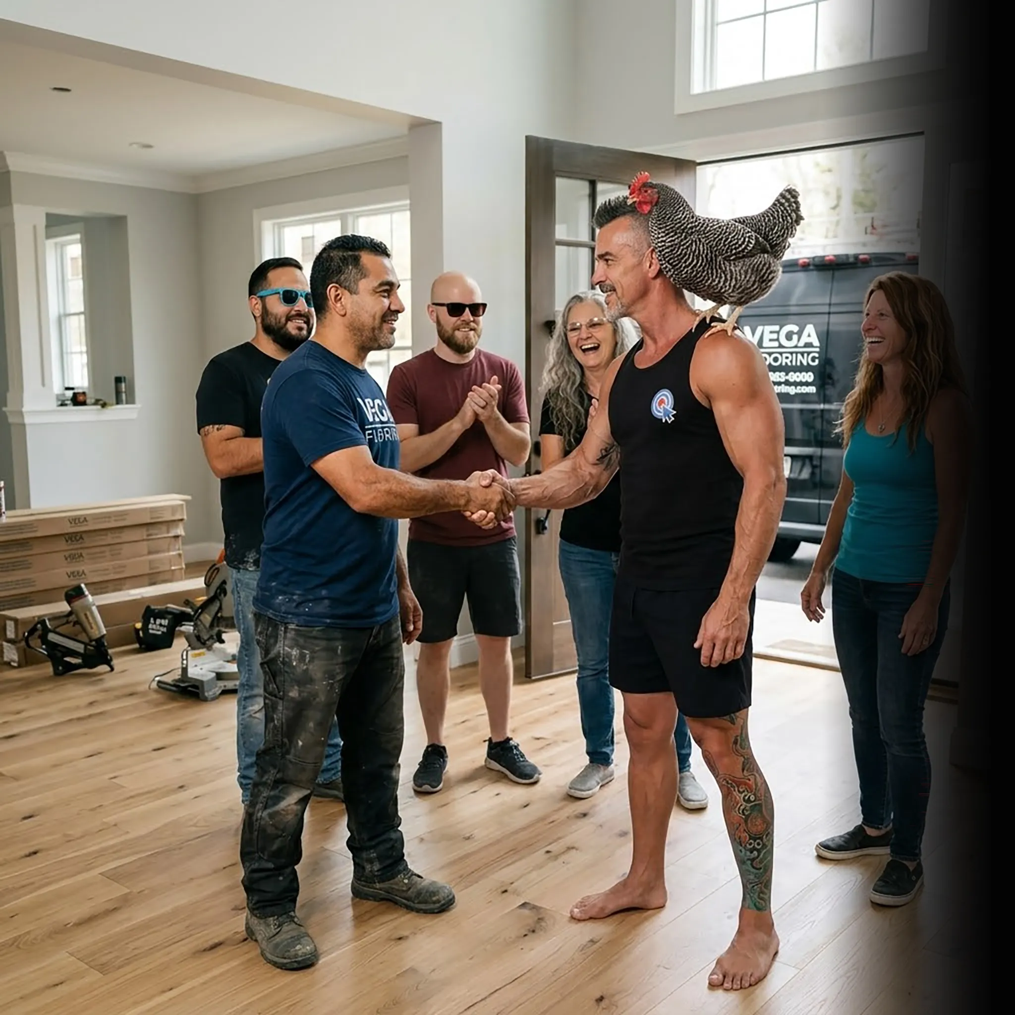 flooring team reviewing campaign data on tablet — Google Ads for flooring companies