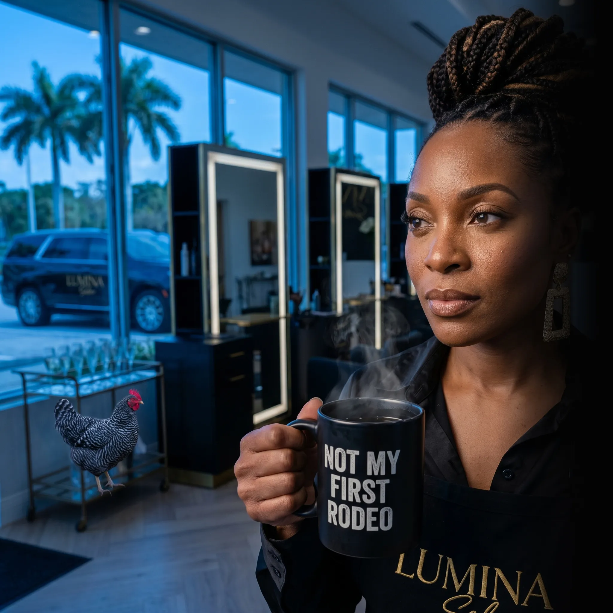 First Coast hair salon owner with crew working on roof — hair salon marketing services