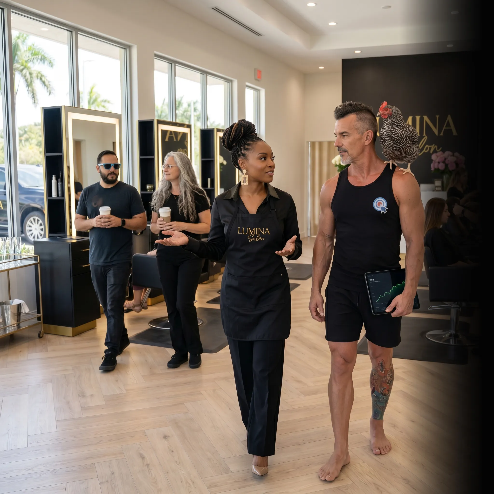 First Coast hair salon owner on tailgate with analytics — SEO and AI search for hair salons