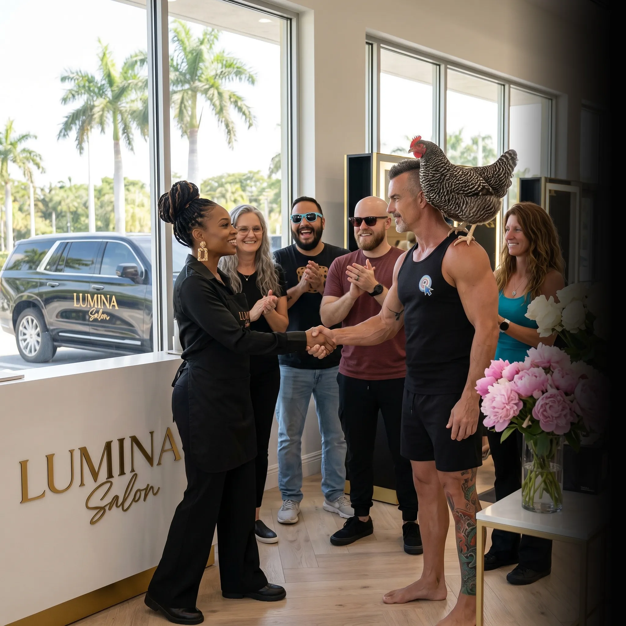 hair salon team reviewing campaign data on tablet — Google Ads for hair salons