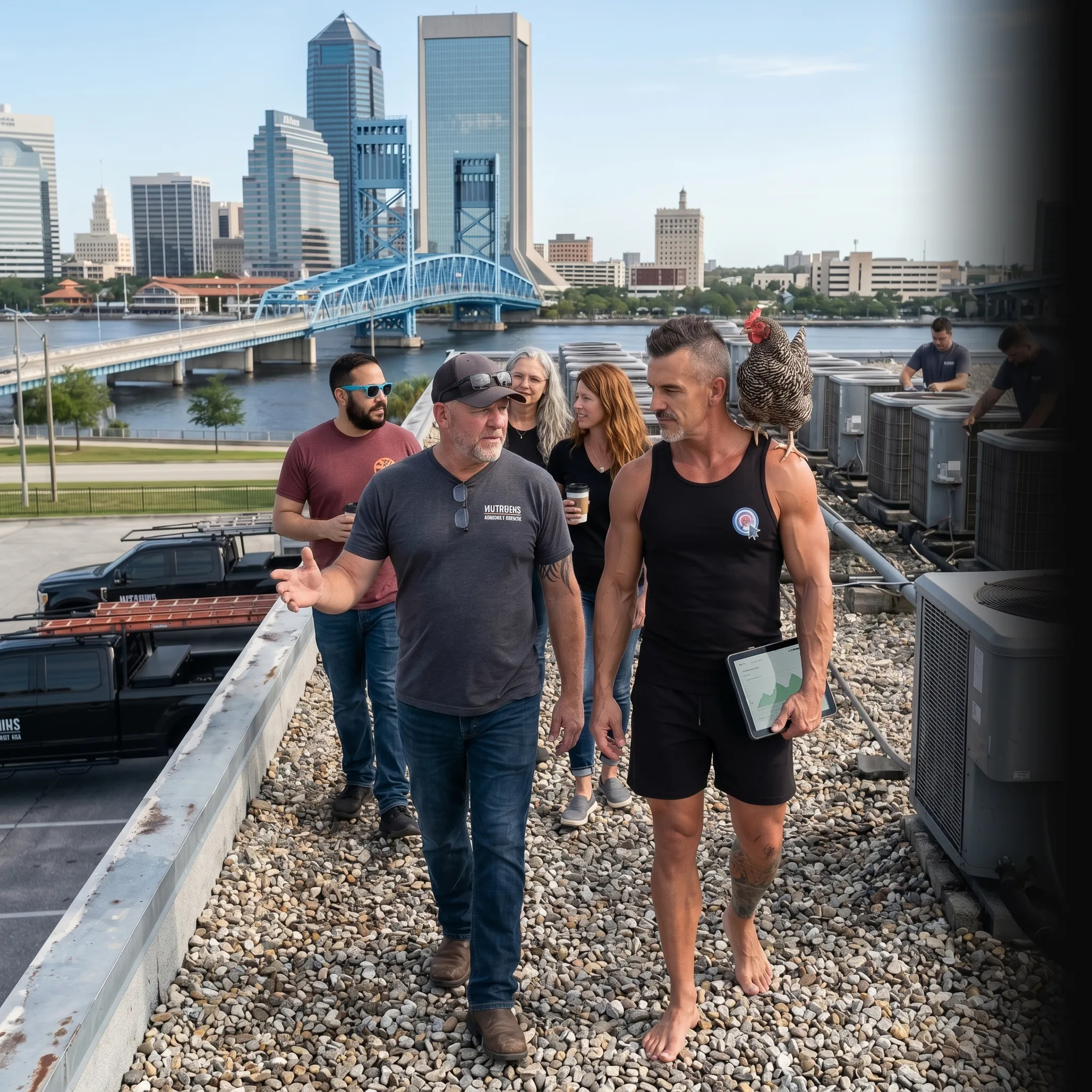 First Coast HVAC owner on tailgate with analytics — SEO and AI search for HVAC companies