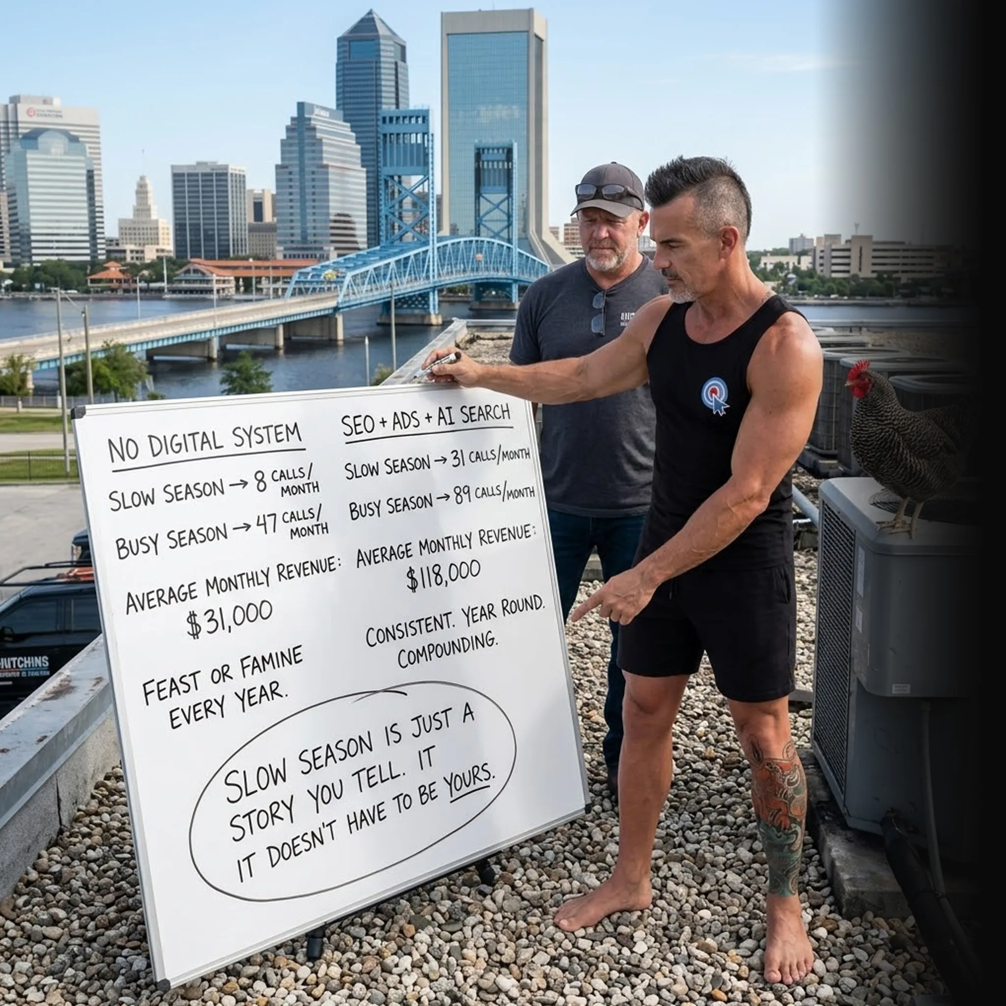 First Coast HVAC partners walking the job — website that converts