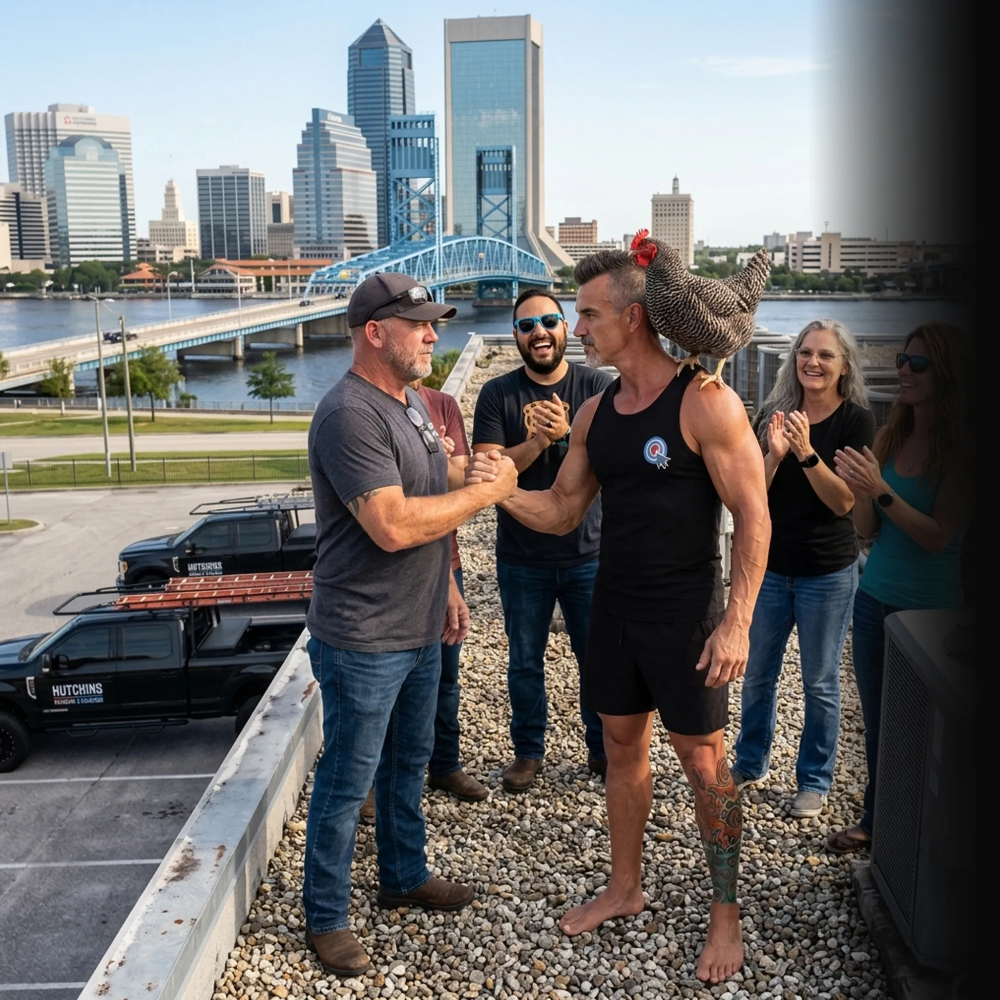 HVAC team reviewing campaign data on tablet — Google Ads for HVAC companies