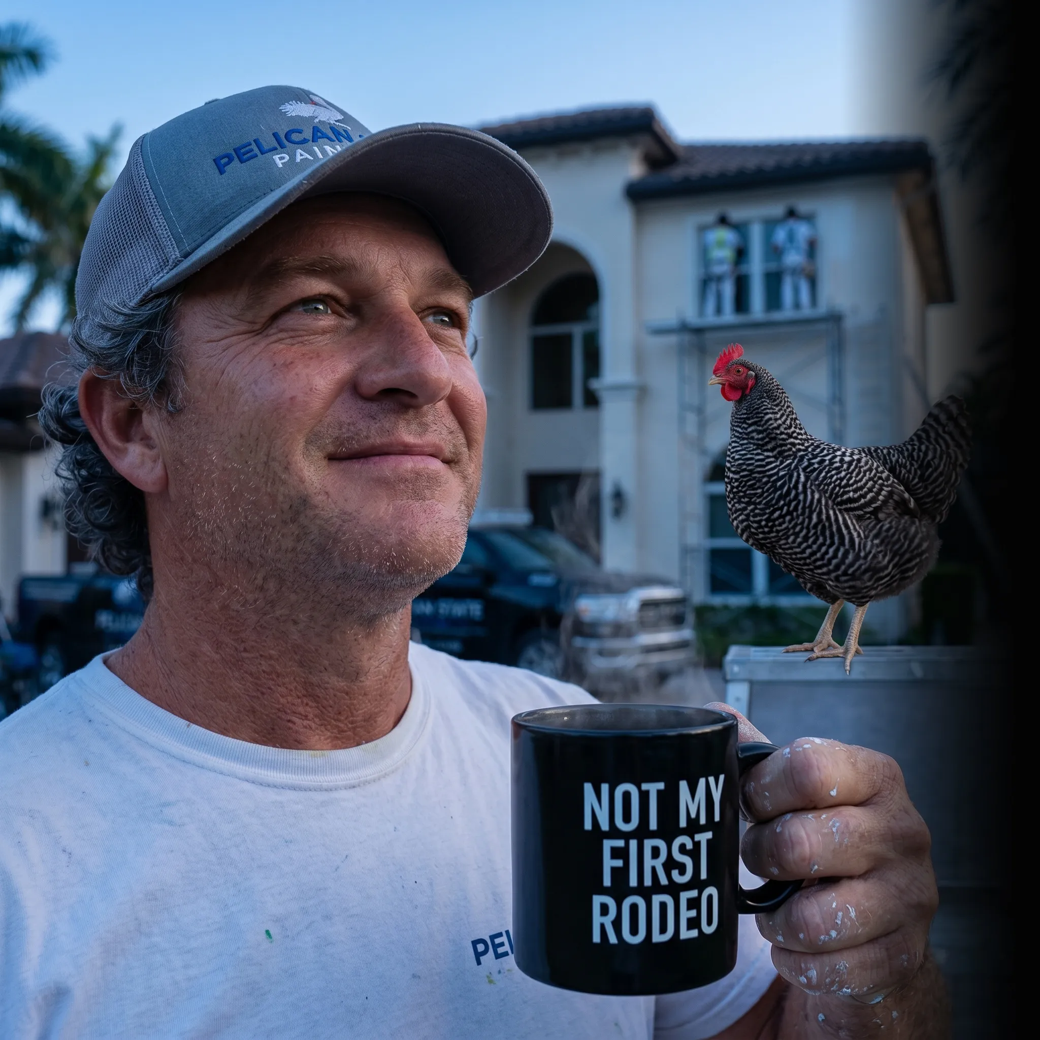 First Coast painting owner with crew working on roof — painting marketing services