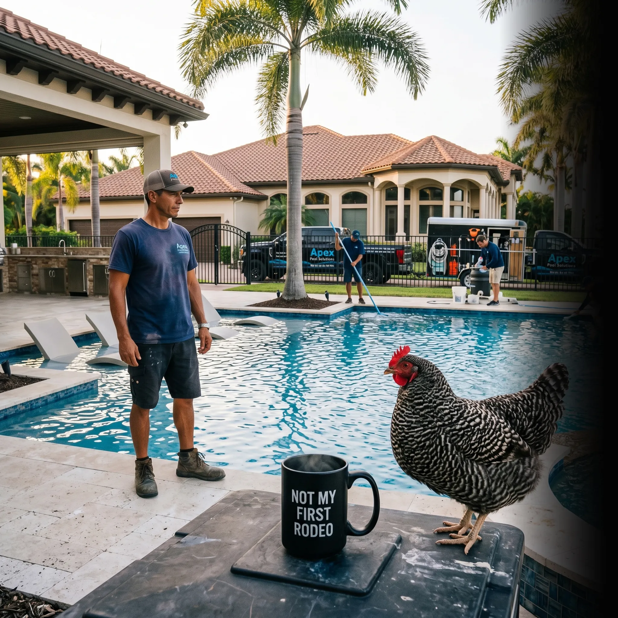 First Coast pool maintenance partners walking the job — website that converts