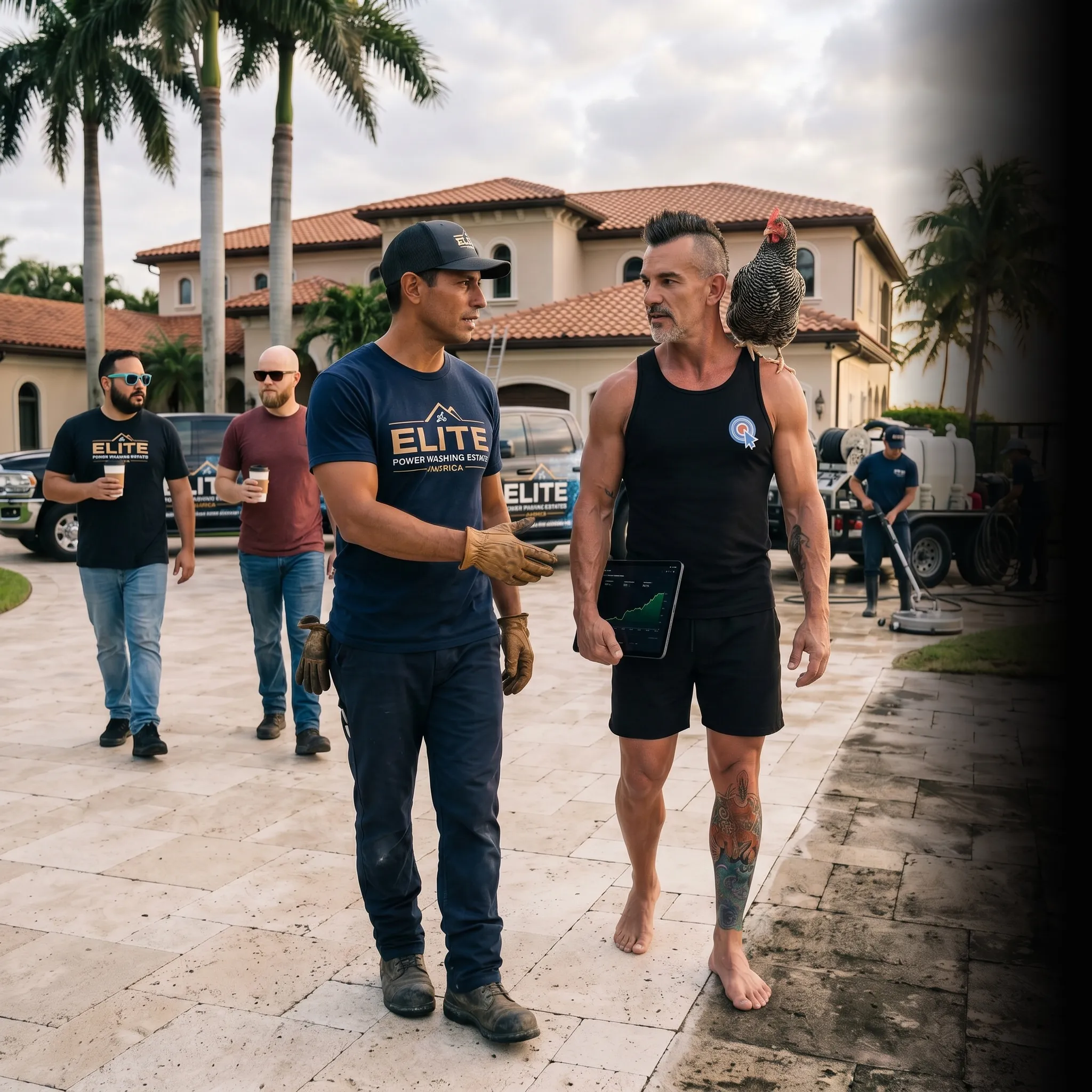 First Coast power washing owner on tailgate with analytics — SEO and AI search for power washing companies