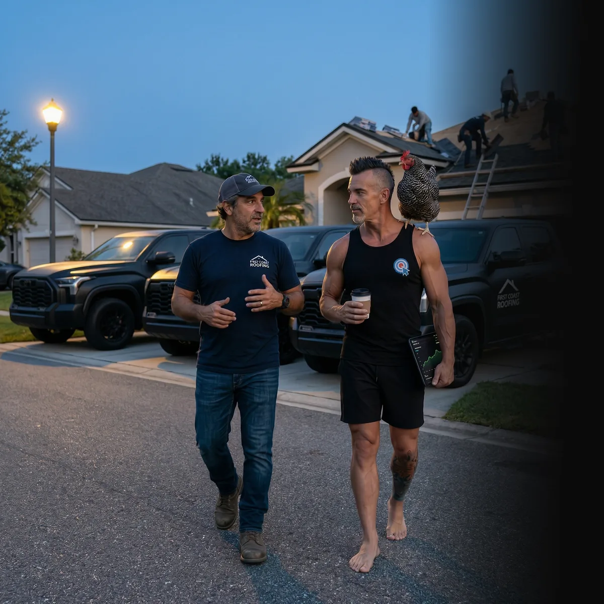 First Coast Roofing partners walking the job — website that converts