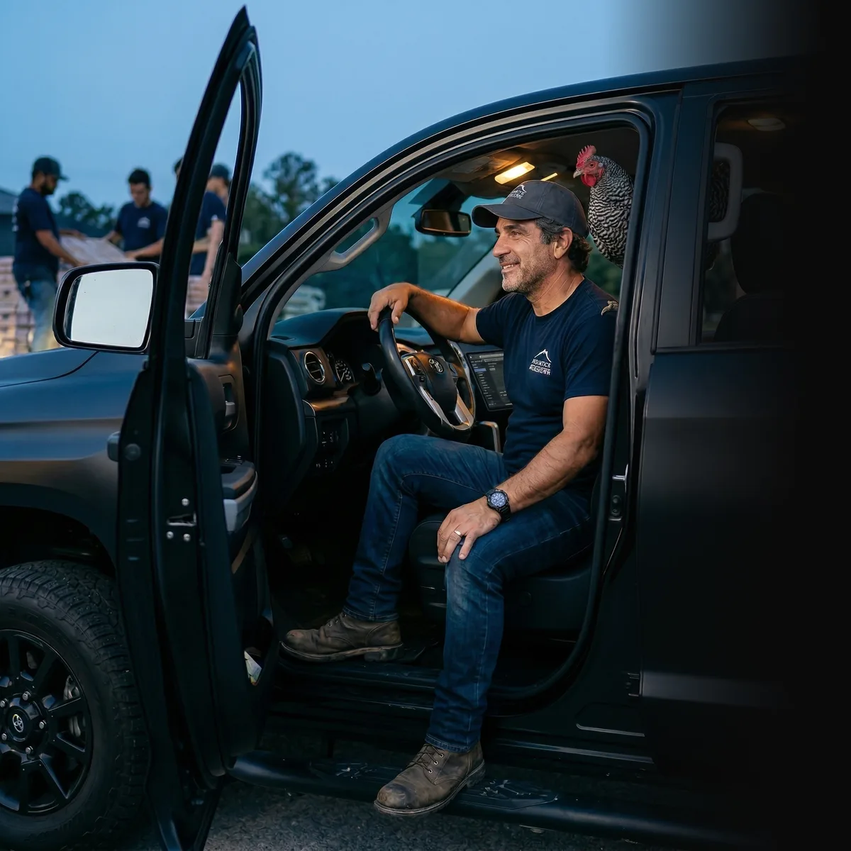 First Coast Roofing owner in truck ready to go — your phone should ring more