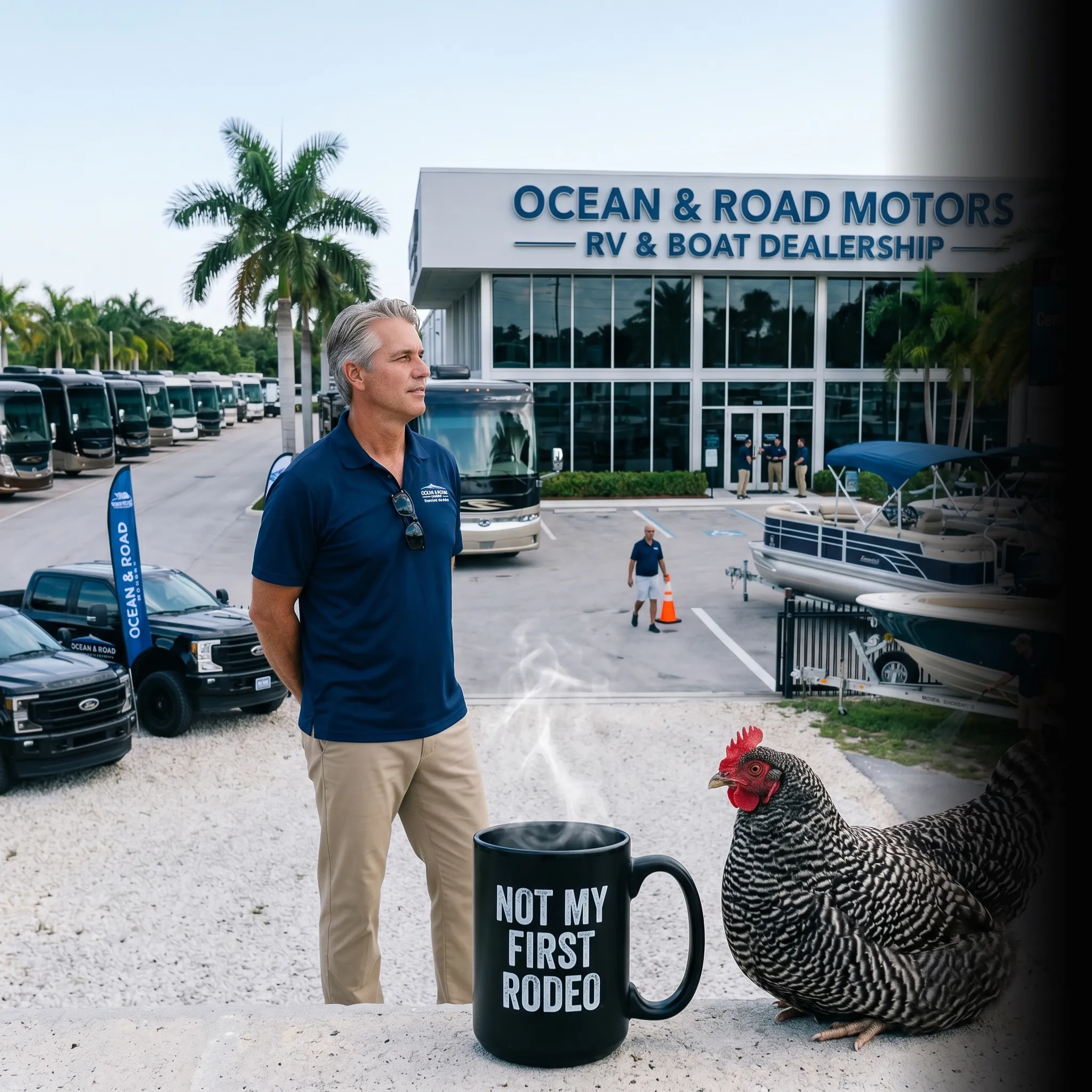First Coast RV and boat dealership partners walking the job — website that converts