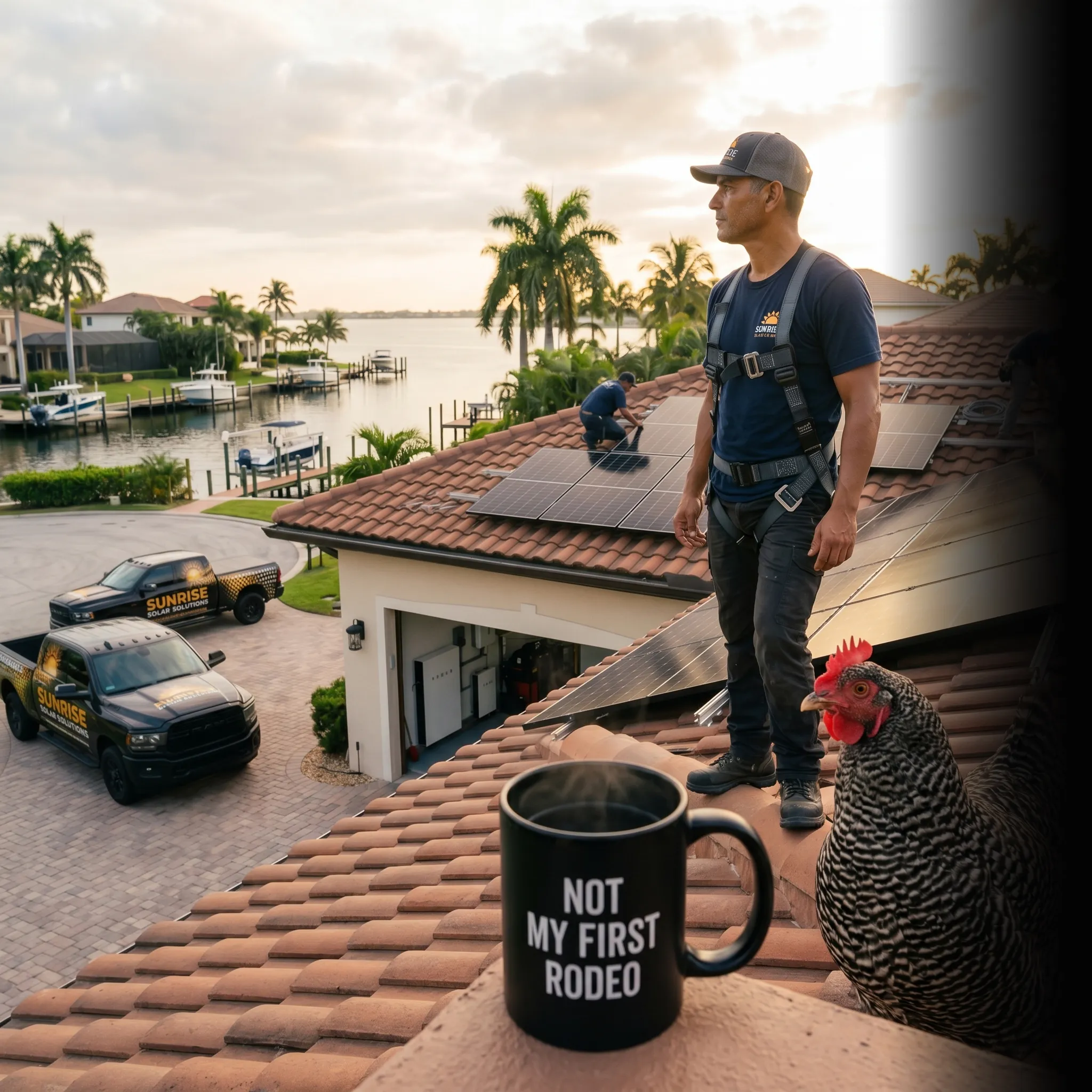 First Coast solar installation partners walking the job — website that converts