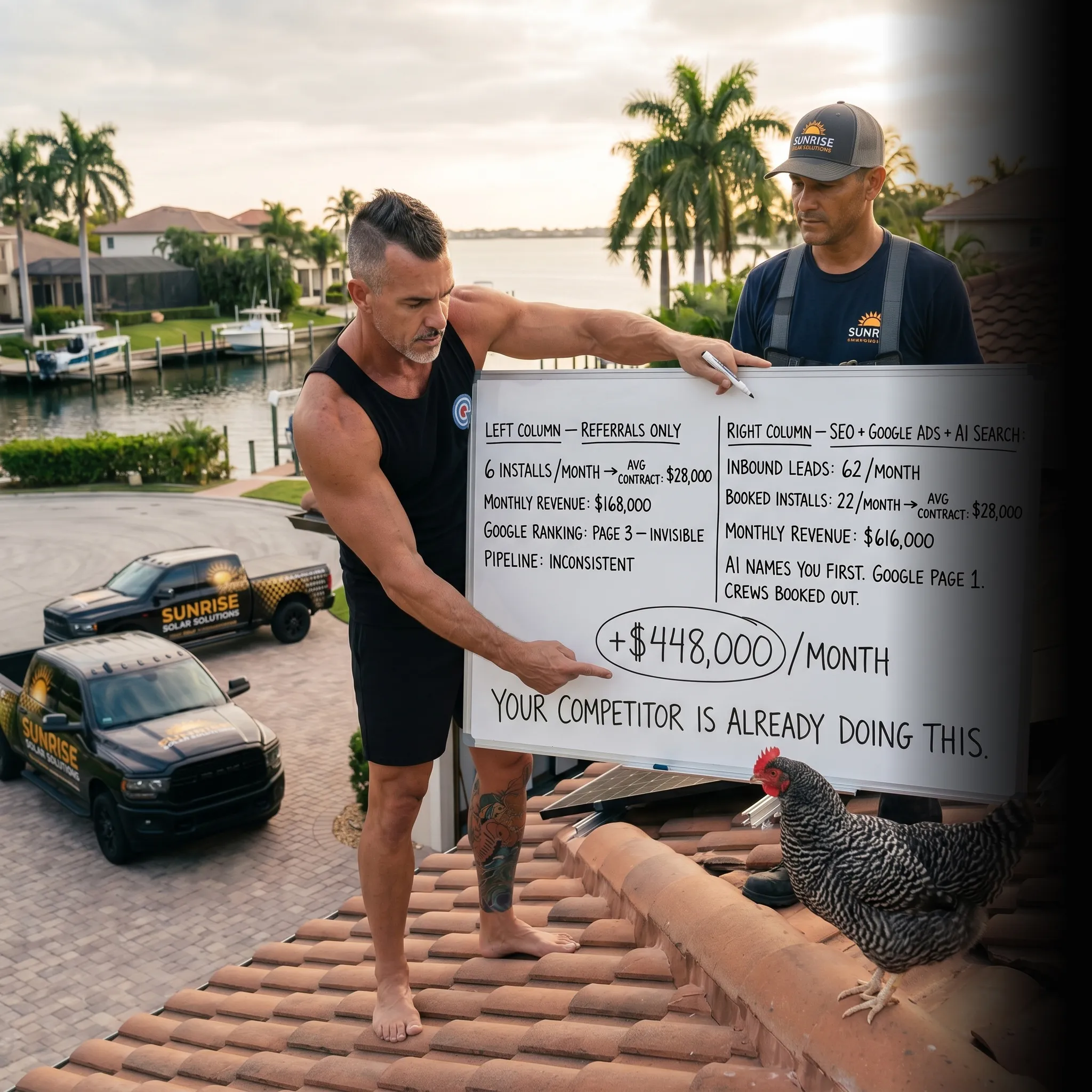 First Coast solar installation owner in truck ready to go — your phone should ring more