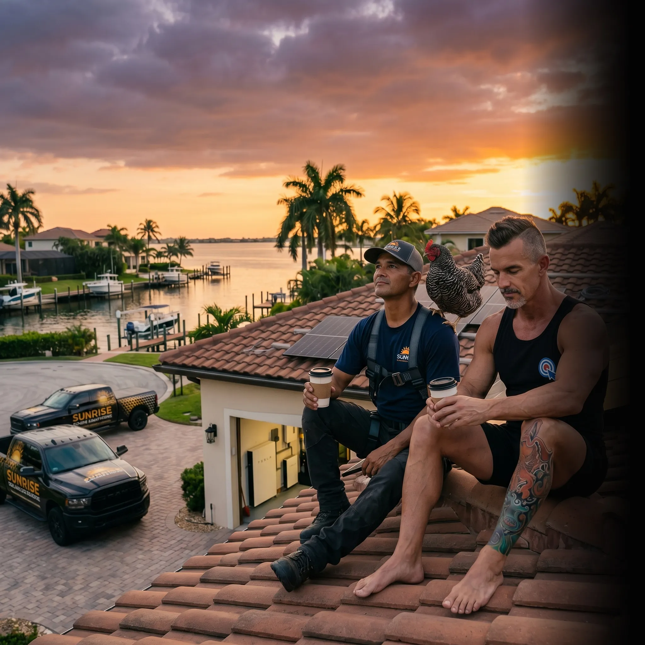 solar installation partners on tailgate with revenue dashboard — one unified marketing system