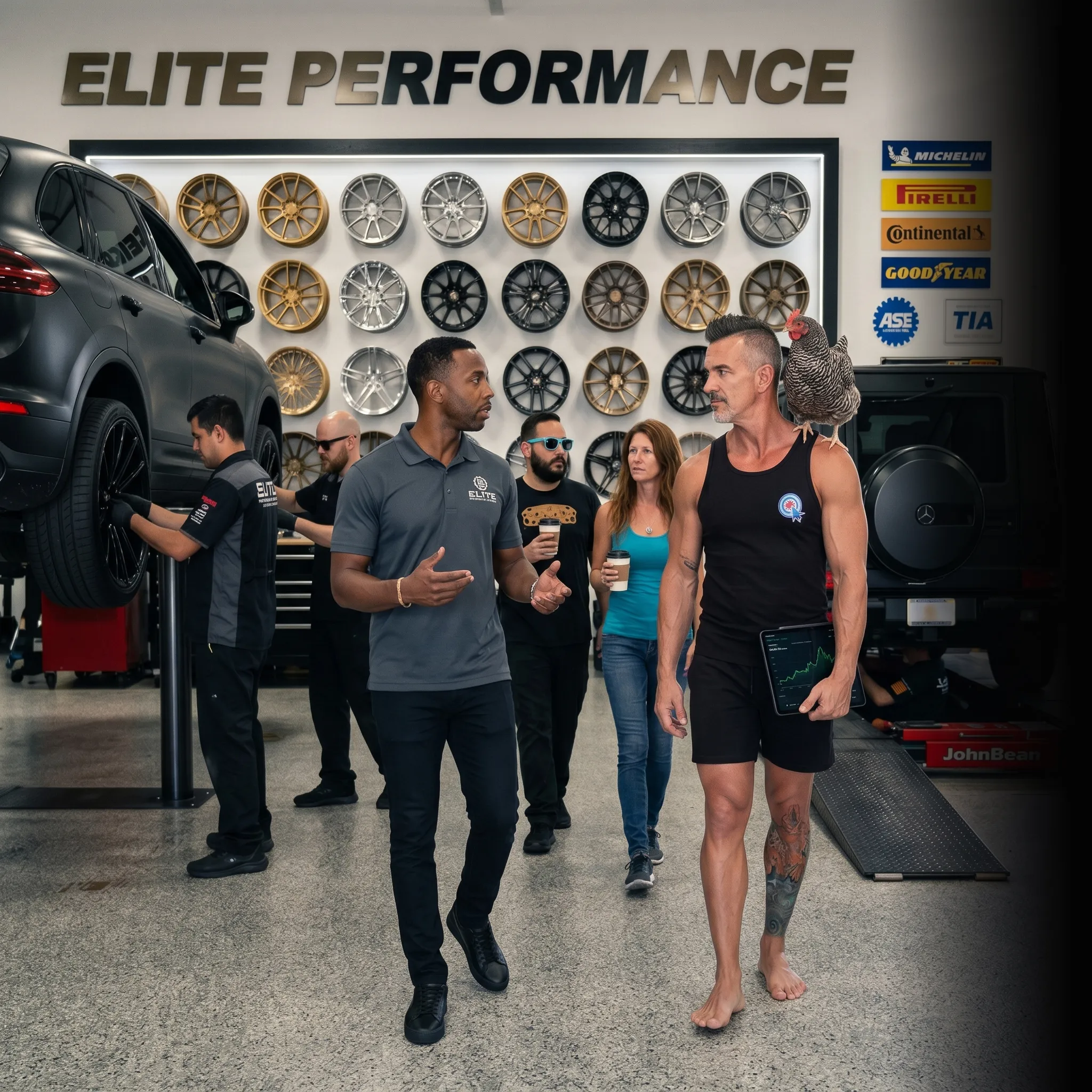 First Coast tire and wheel owner on tailgate with analytics — SEO and AI search for tire shops