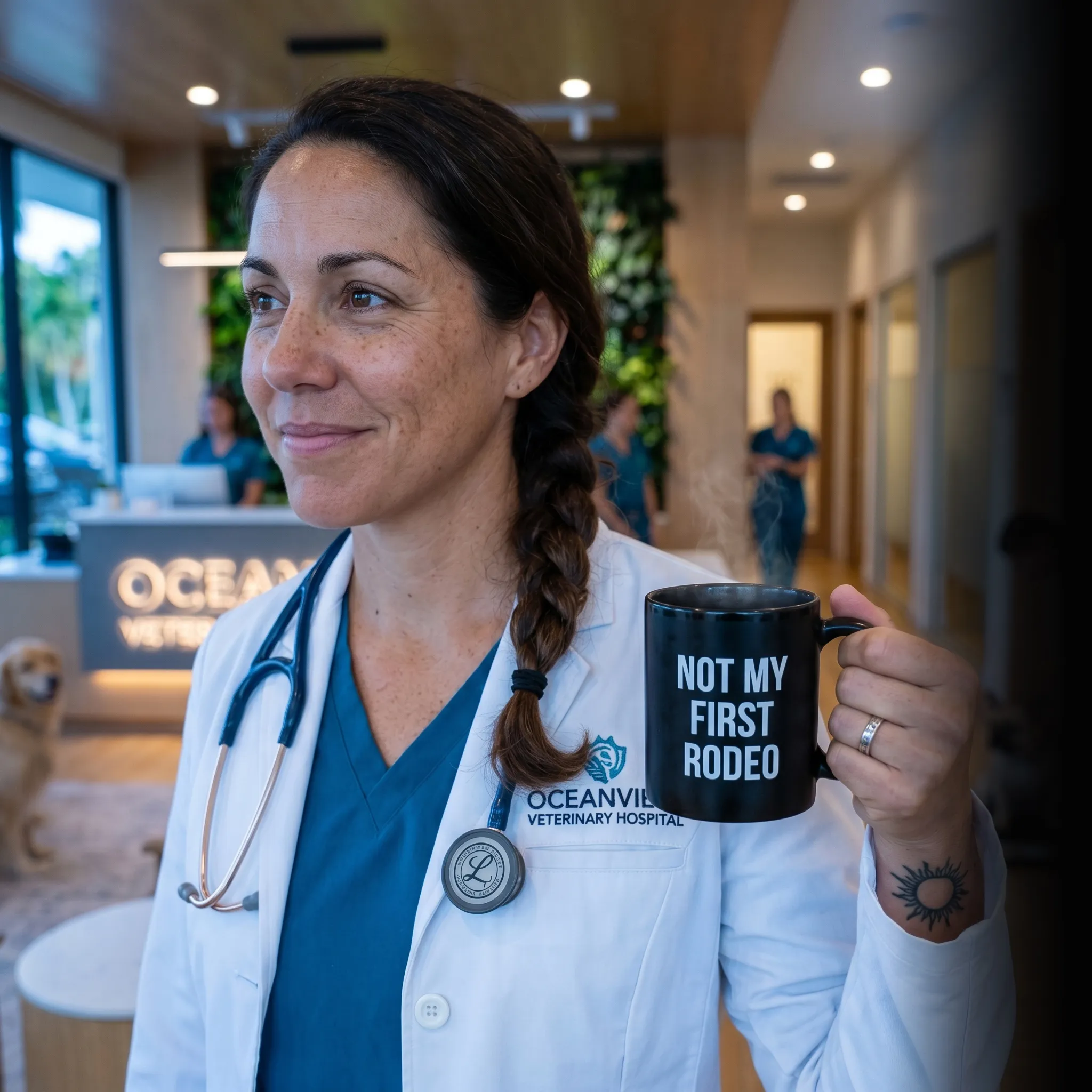 First Coast veterinary owner with crew working on roof — veterinary marketing services