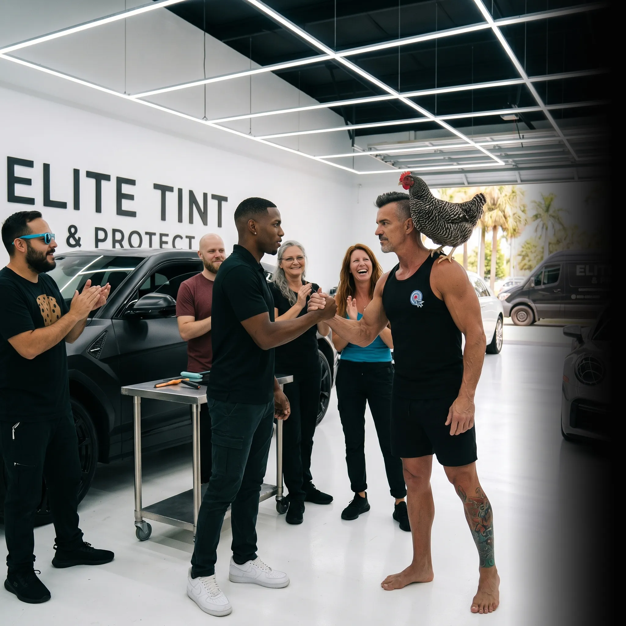 window tinting team reviewing campaign data on tablet — Google Ads for window tinters