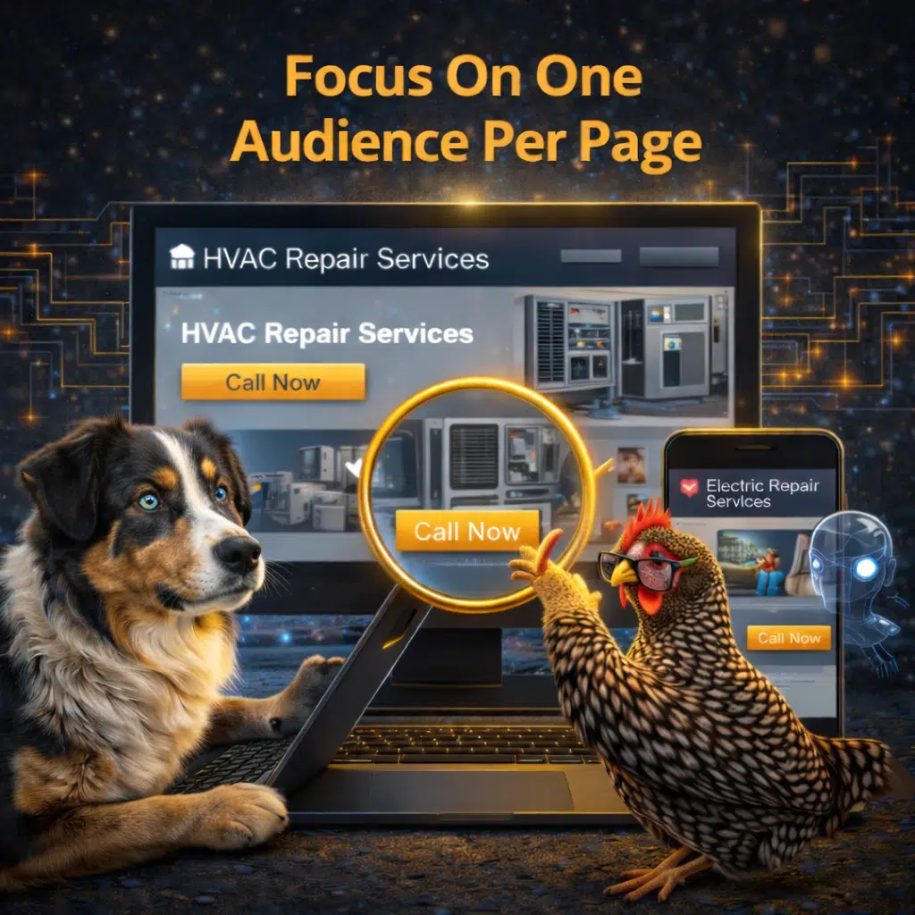 focus-on-one-audience-per-page AI-driven search